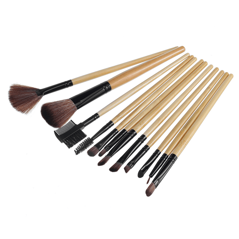 12Pcs Makeup Brush Set Cosmetics Makeup Brush Kit with Leather Case Foundation Eyeliner Blending Concealer Mascara Eyeshadow Face Powder