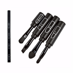 4 in 1 Black Eye Makeup Brushes Kit Eyebrow Lip Shaving Sponge Eyeshadow Brush Cosmetic Tool