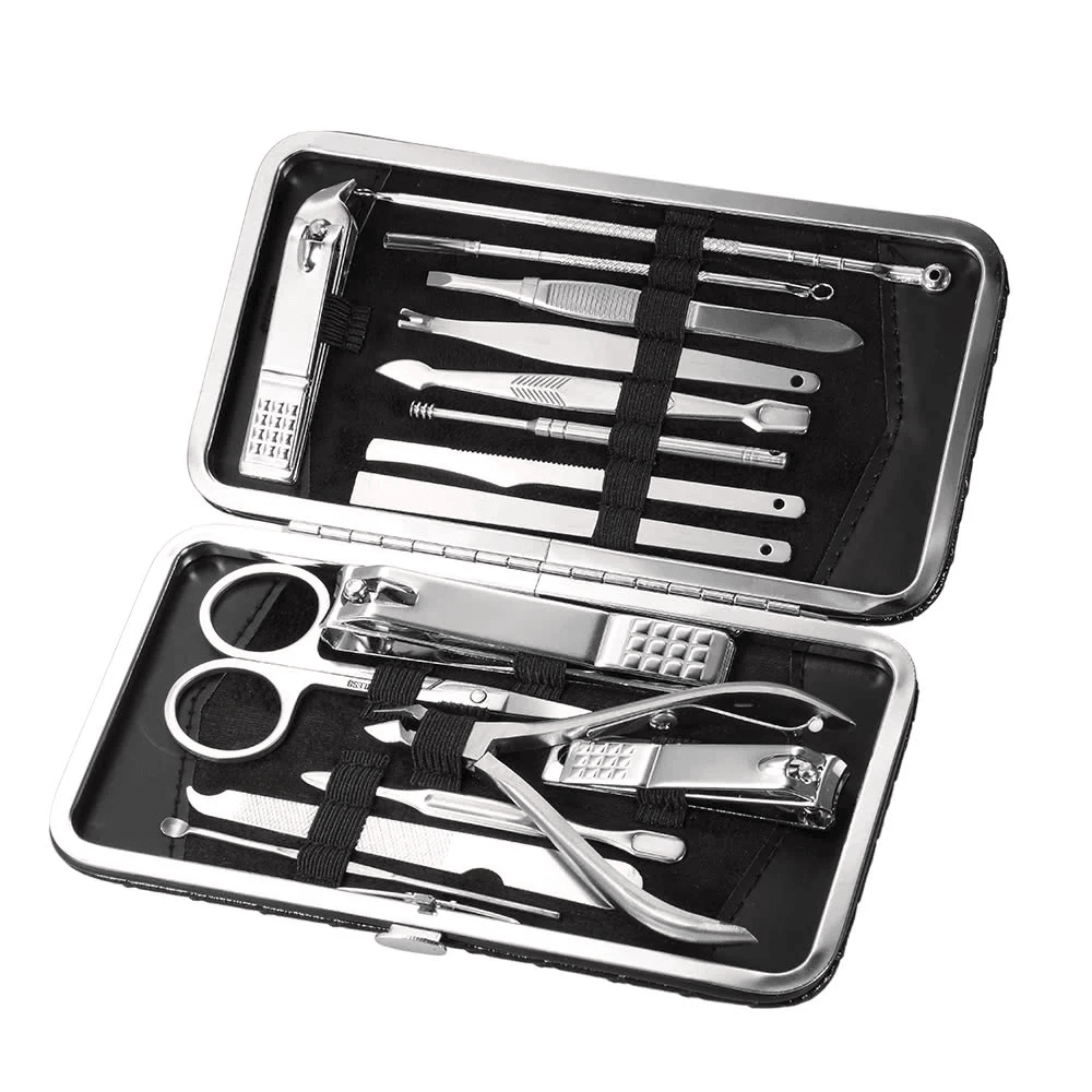 16Pcs Stainless Steel Manicure Pedicure Set Nail Tools with Bag