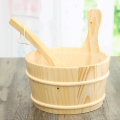 4L Sauna Kit Wooden Bucket Ladle Set Steam Sweating Tool