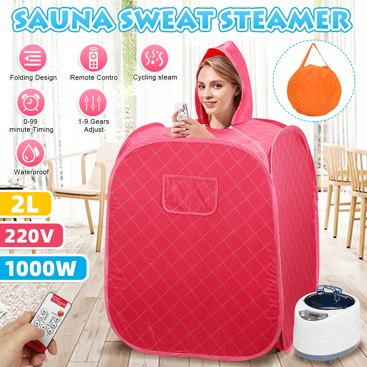 2L Portable Steam Sauna Room Home SPA Bath Tent Full Body Dimagrante Detox Weight