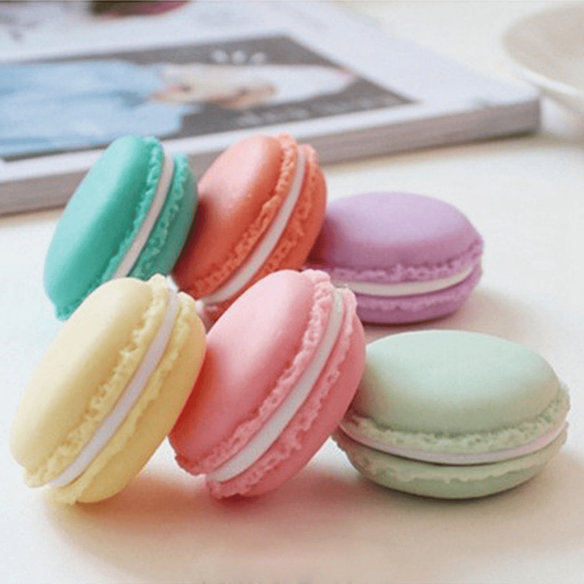 Süße Bonbonfarbene Macaron-Mini-Geburtstags-Geschenkbox, wasserdichte Aufbewahrung, Schmuck, Ringe, Pillendose