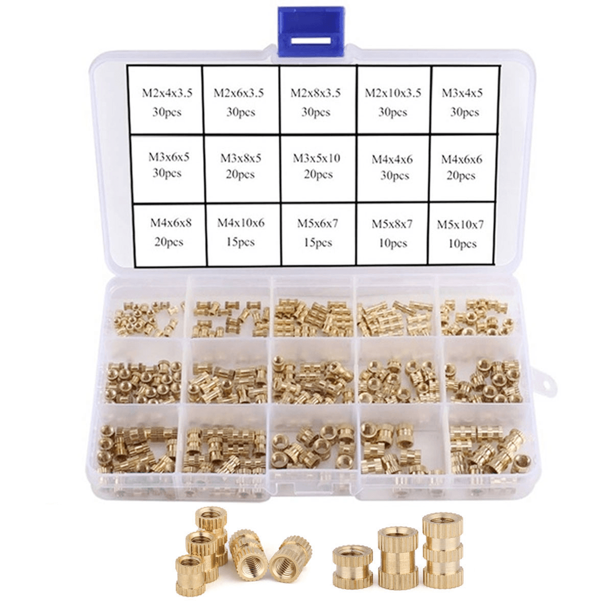 330Pcs Female Thread Knurled Nut M2 M3 M4 M5 Brass Threaded Insert round Kit