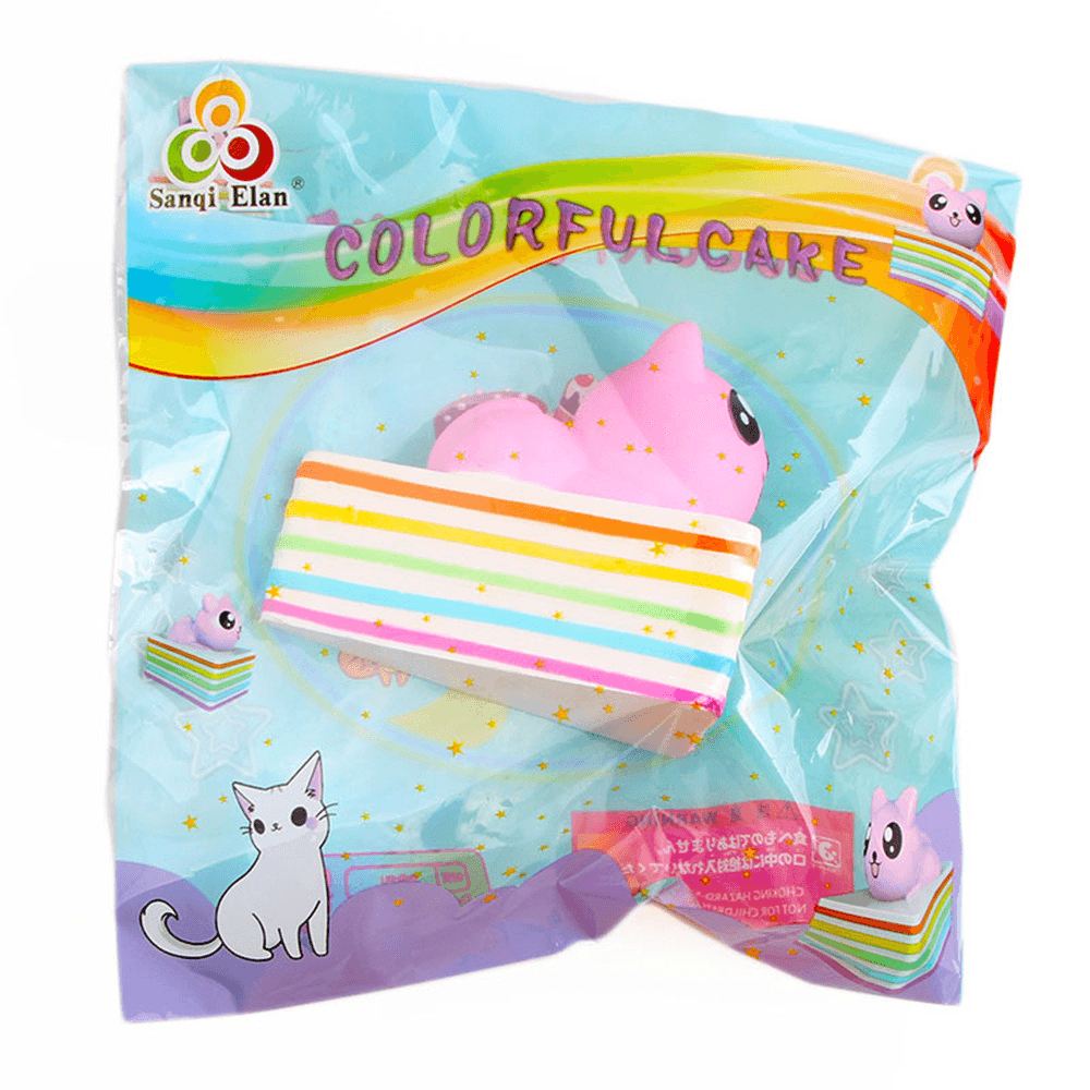 Sanqi Elan Triangle Rainbow Cat Squishy 13*10*10.5CM Licensed Slow Rising with Packaging Collection Gift