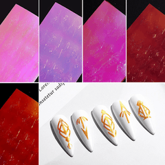 13 Color Nail Flame Stickers Kit 3D Laser Diamond Curve Back Gum Manicure Art Stickers