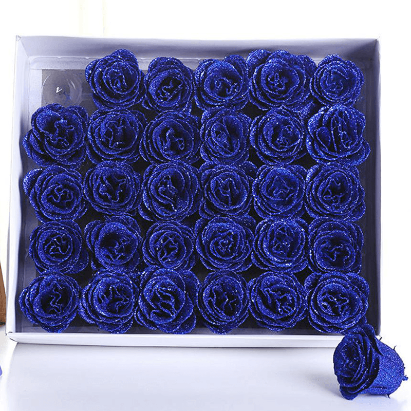 30PCS Künstliche Rose Blume Kristall Gold Pulver Valentinstag Party Geschenk Dekorationen