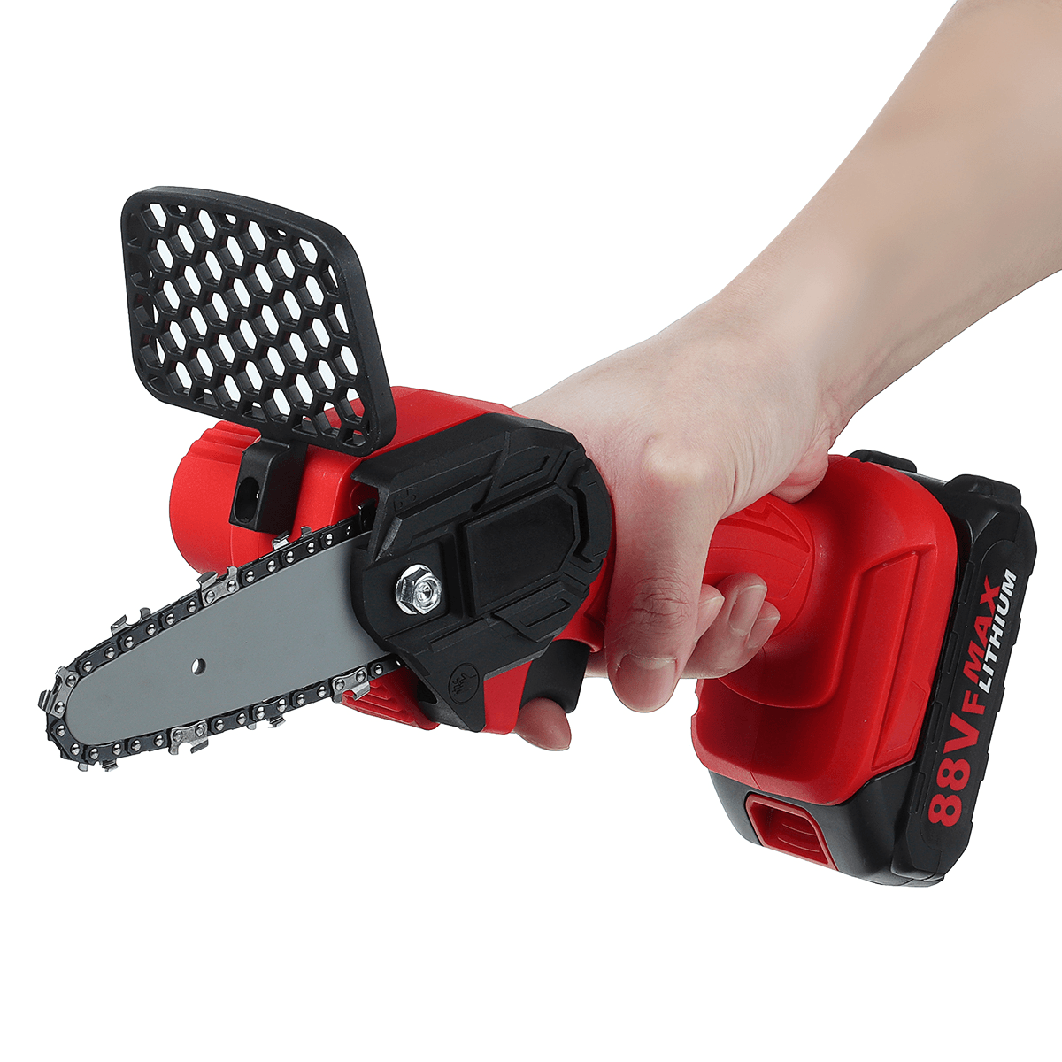 Mini Electric Chain Saw 1500W 24V One-Hand Saw Wood Cutter Cordless 4 Inch