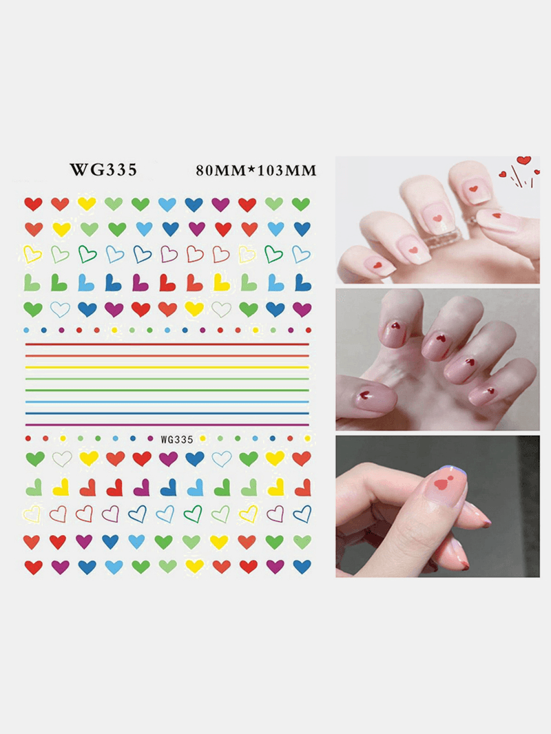 3D Nail Art Stickers Heart Colorful Red Lip Nail Transfer Decals Valentine'S Day Tips