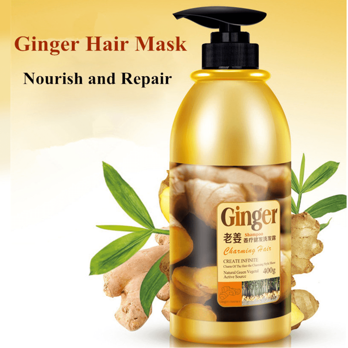 400ML Natural Ginger Oil-Control Shampoo anti Dandruff Health Hair Care