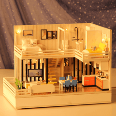 Iiecreate F001 Time Elegant House Handmade DIY Cabin Doll House with Dust Cover Bluetooth Stereo