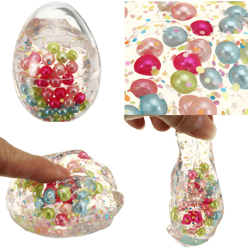 Slime Pearl Ball Simulated Egg Shape Bottle Crystal Mud Collection Stress Reliever Gift Decor Toy