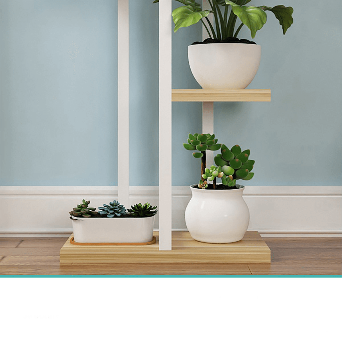 4 Layers Wooden Metal Flower Stands Pot Plant Display Shelves Garden Home Decoration