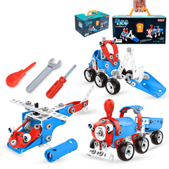 142Pcs 6 in 1 Multi-Shape DIY Assemble Engineering Plane Car Robot Building Construction Blocks Model Educational Toy Kit for Kids Gift