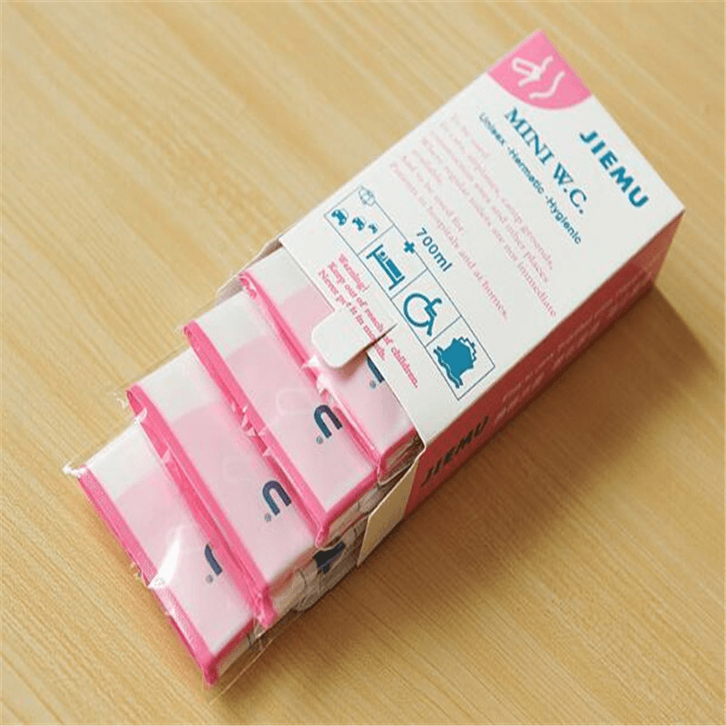 4Pcs Pink Disposable 700CC Portable Urine Storage Bag Emergency Toilet Outdoor Travel for Unisex