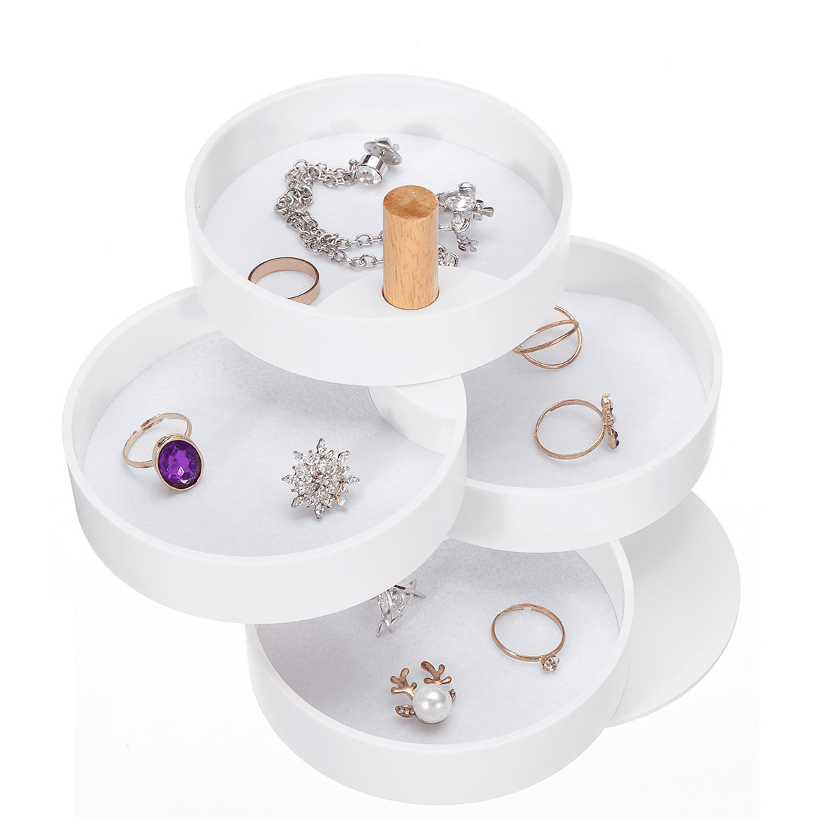 4 Layers 360° Rotating Jewelry Earrings Bracelet Storage Box Organizer Earring Holder