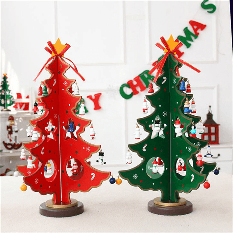 3D Wooden Christmas Tree Table Decoration Hanging Ornament