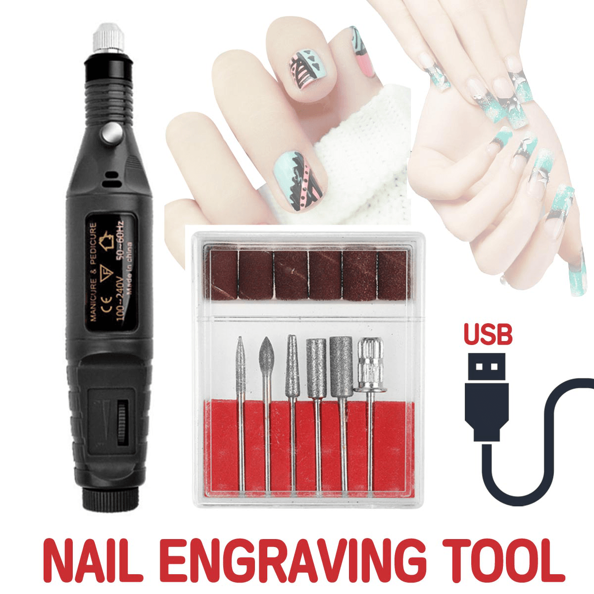 Nail Tool USB Mini Electric Pen Type Manicure Polishing Machine