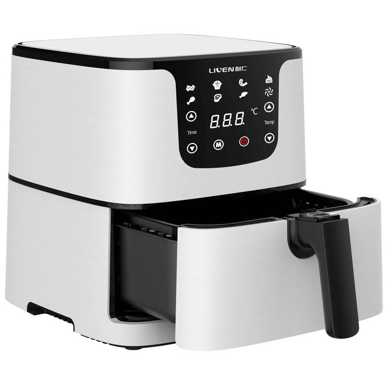 LIVEN KZ-D5500 Luftfritteuse, 5,5 l, großes Fassungsvermögen, 1700 W, elektrische Heißluftfritteuse, Ofen, ölfreier Herd, LED-Digital-Touchscreen, 360°-Zyklusheizung, Antihaft-Korb aus ökologischer Kette