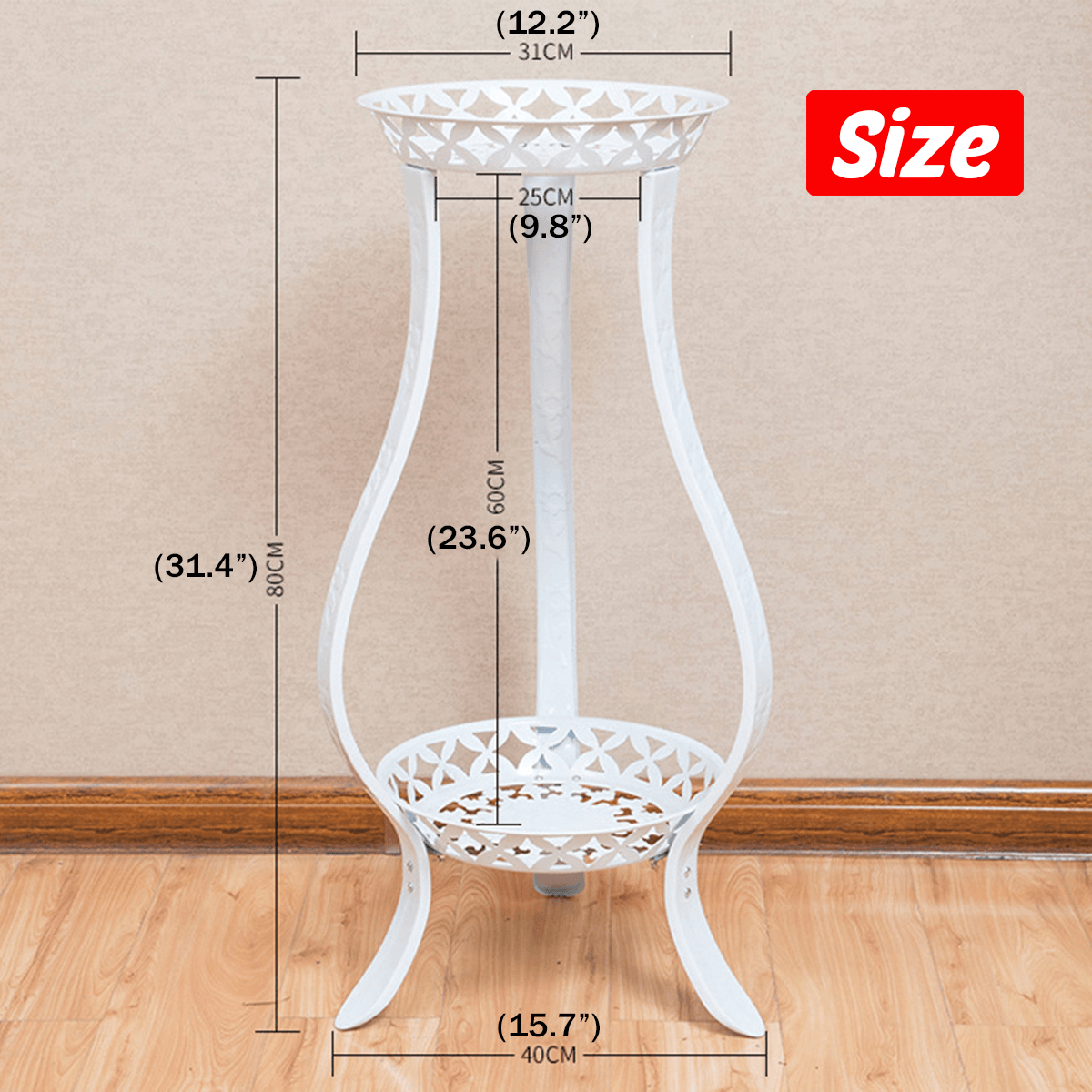 2 Schichten Pflanzen Blumenständer Rack Metall Bodenregal Home Balkon Dekor