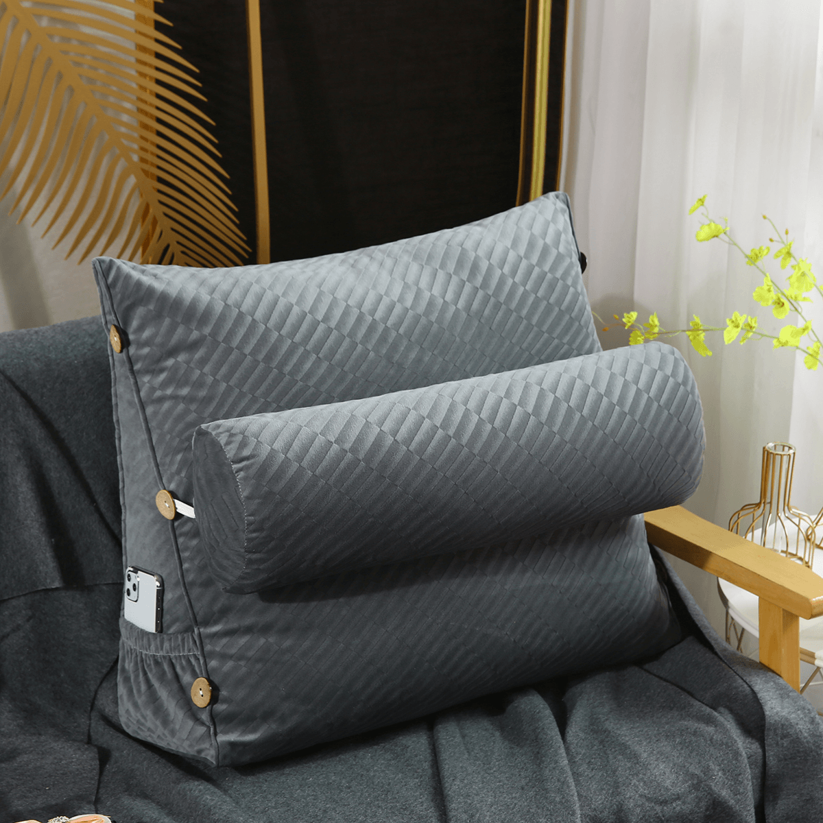 60cm Wedge Back Reading Pillow Rest Sleep Neck Sofa Bed Lumbal OfficeHome, Furniture &amp; DIY, Furniture, Pillows!