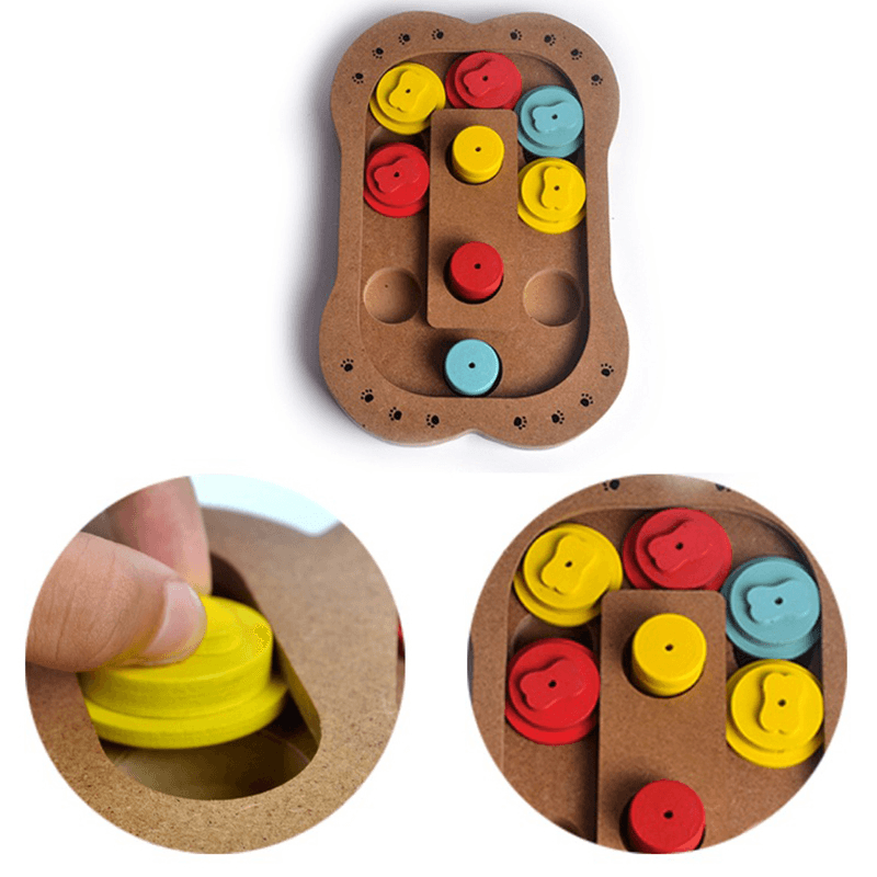 Pata de madera con forma de hueso para mascotas, perro, gato, tablero de juguete de alimentación, tablero de entrenamiento divertido, juguetes para mascotas