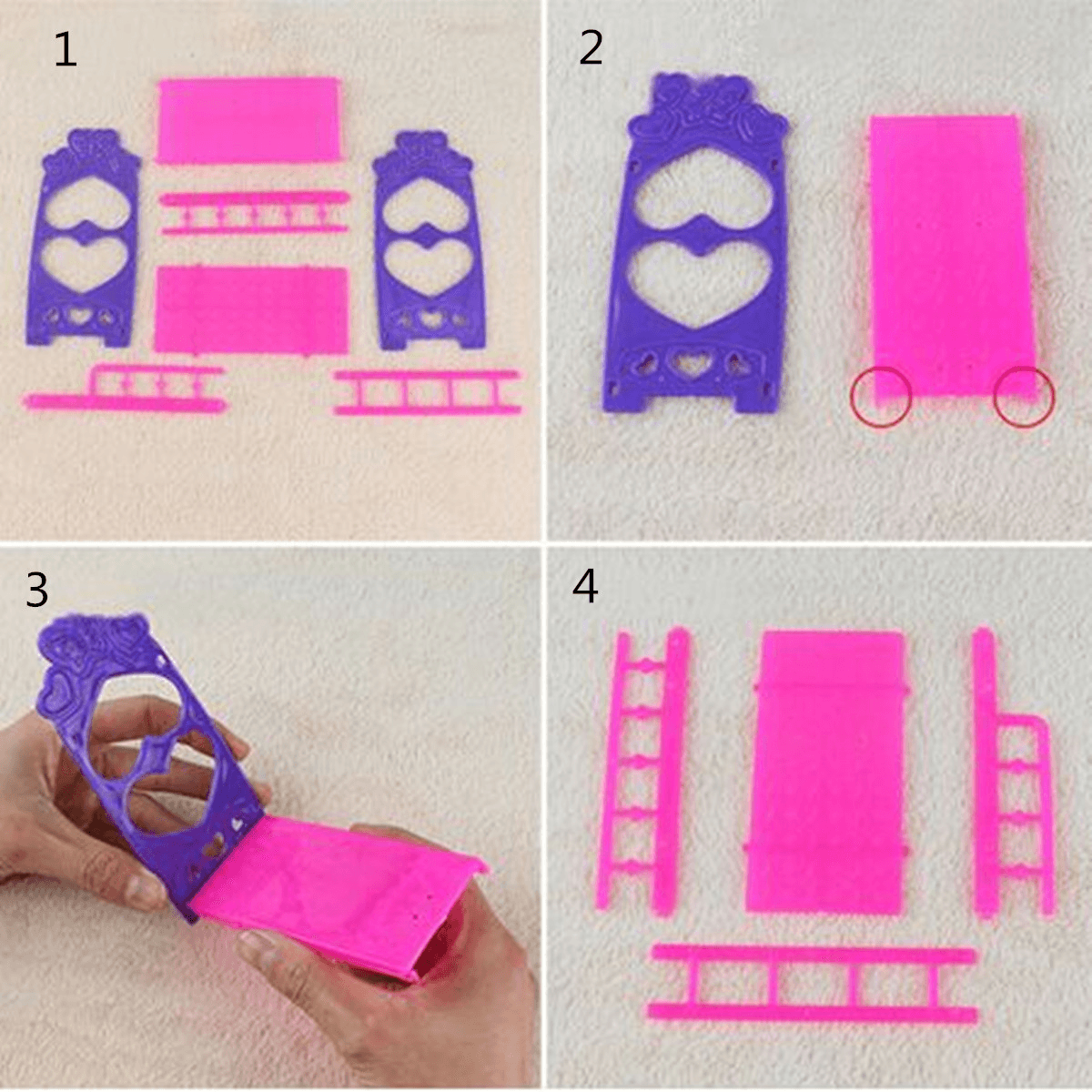 Miniature Double Bed Toy Furniture for Dollhouse Decoration