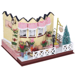 Hoomeda LY001 Herb Tea Vanilla Milk Tea House DIY Dollhouse with Music Light Cover Miniature Model