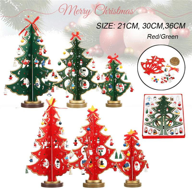 3D Wooden Christmas Tree Table Decoration Hanging Ornament