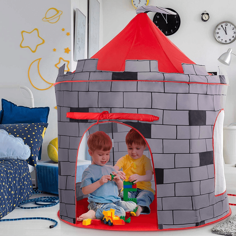 Knight Themed Folding Castle Pops up Tent Play Toys for Kids Indoor Outdoor Playhouse Gift