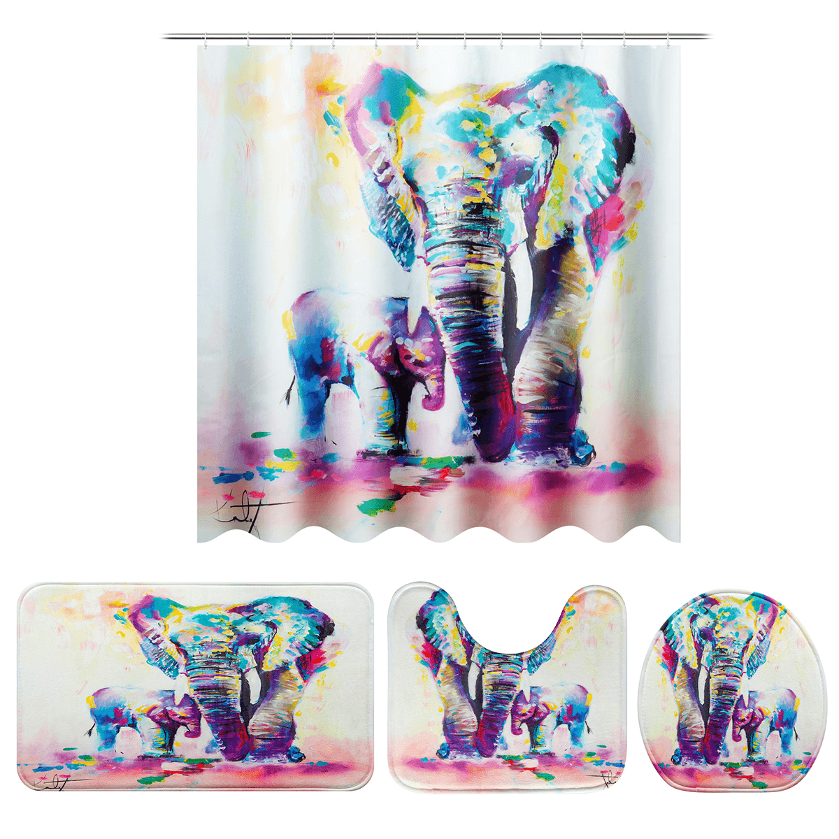 3D Shower Curtain Digital Printing Waterproof Polyester for Bathroom