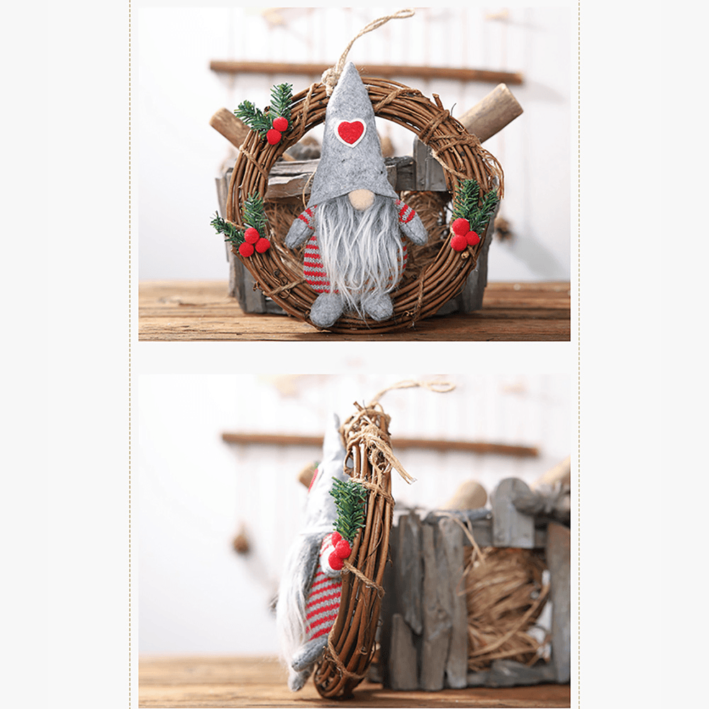 Hanging Non-Woven Hat with Heart Rattan Swedish Santa Gnome Handmade Figurine Home Ornaments Christmas Decoration Toys Table Decor