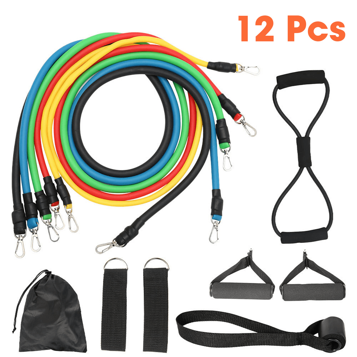 11/12/14/17 Pcs Resistance Bands Set Yoga Pilates Abs Exercise Fitness Tube Workout Bands