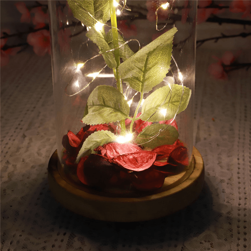 Red Forever Rose Glowing Flower Immortal Fresh Rose in Glass Mother'S Day Decoration Toys