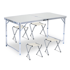 120X60Cm Portable Aluminum Alloy Folding Table Chair Height Adjustable Indoor Outdoor BBQ Camping Picnic Table Kit