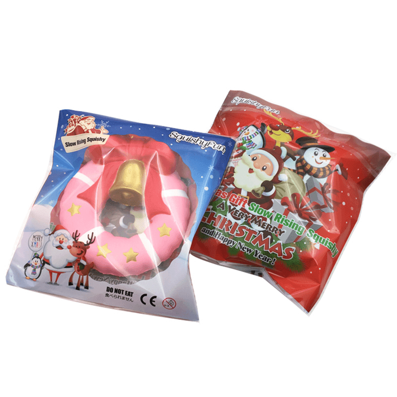 Squishyfun Christmas Jingle Bell Donut Squishy 13Cm Gift Slow Rising Original Packaging Soft Decor Toy