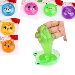 6PCS DIY Colorful Animals Slime 8Cm Crystal Mud Putty Plasticine Blowing Bubble Toy Gift