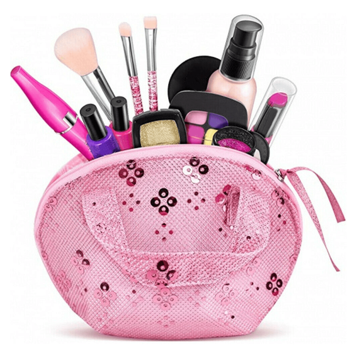 12Pcs Pretend Makeup Fakes Eye Shadow Brushes Glitter Nail Polish Play Set Toy with Storage Bag for Little Girl Cosmetic Gift