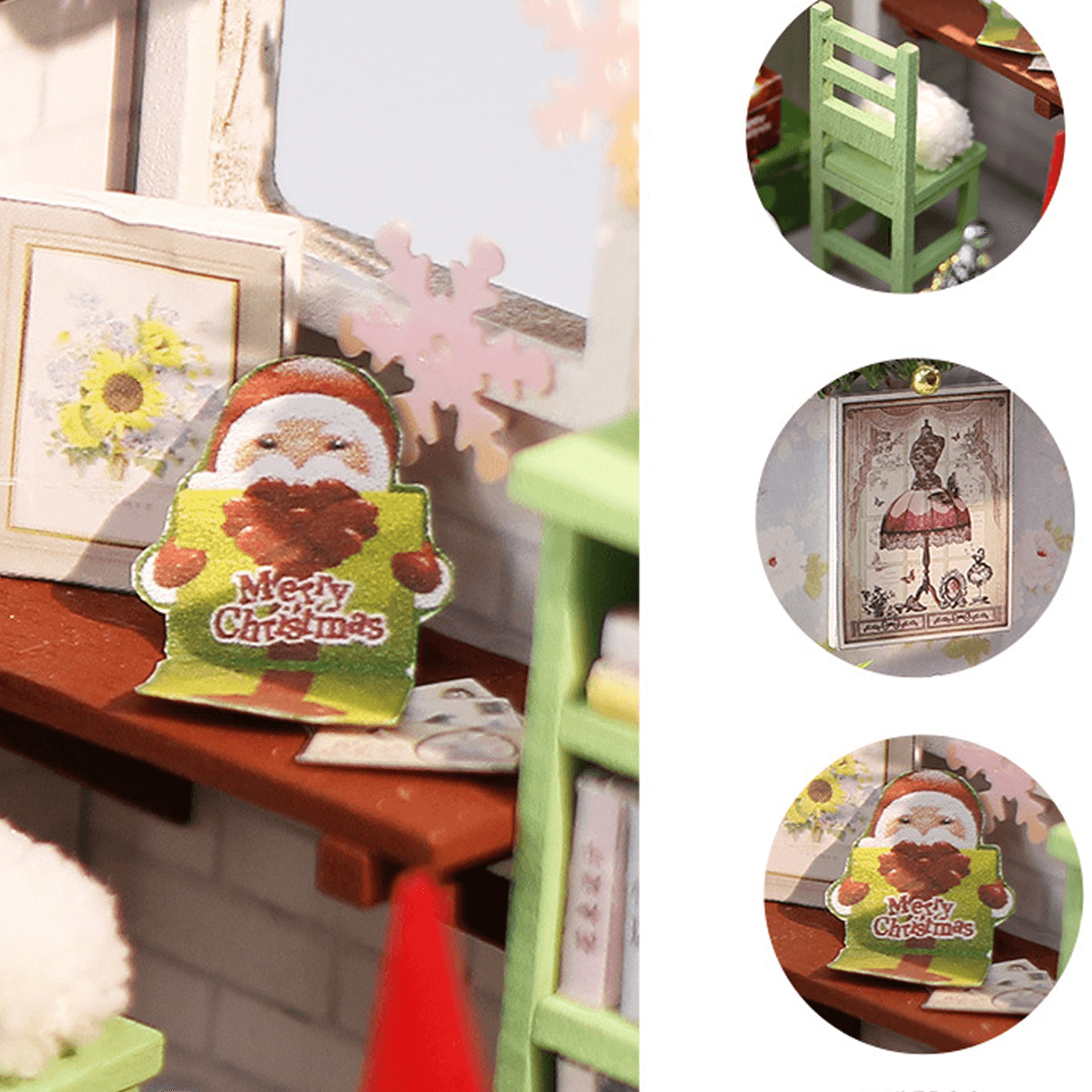 Wooden Bedroom DIY Handmade Assemble Doll House Miniature Furniture Kit Education Toy with LED Light for Collection Birthday Gift