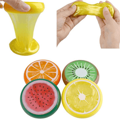 6PCS Crystal Fruit Slime 6X2Cm DIY Clay Rubber Mud Intelligent Hand Gum Plasticine Toy Gift