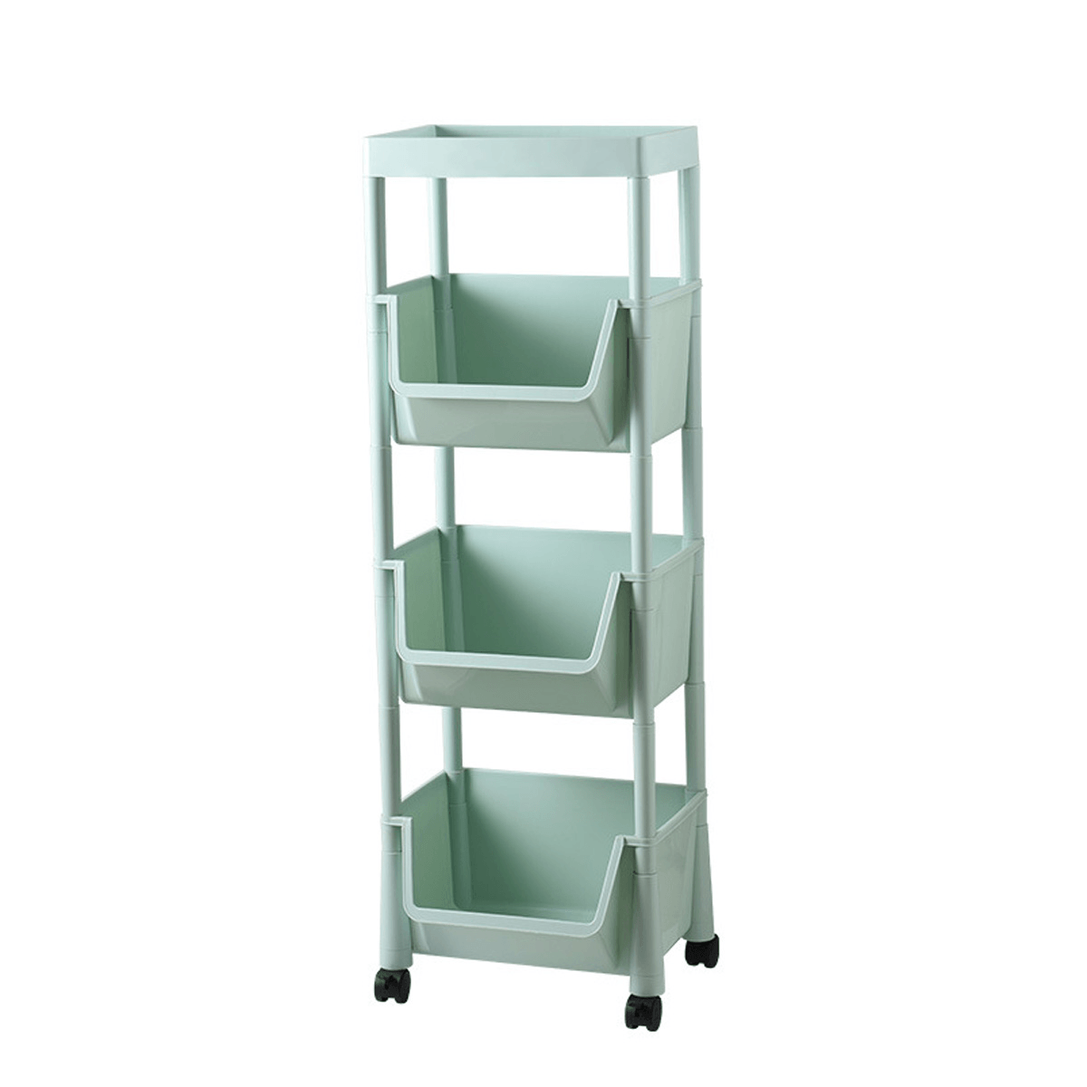 3 Layers Movable Kitchen Storage Rack with Wheels Vegetable Fruit Basket Kitchen Organizer Multi-Functional Storage Shelf