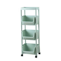 3 Layers Movable Kitchen Storage Rack with Wheels Vegetable Fruit Basket Kitchen Organizer Multi-Functional Storage Shelf