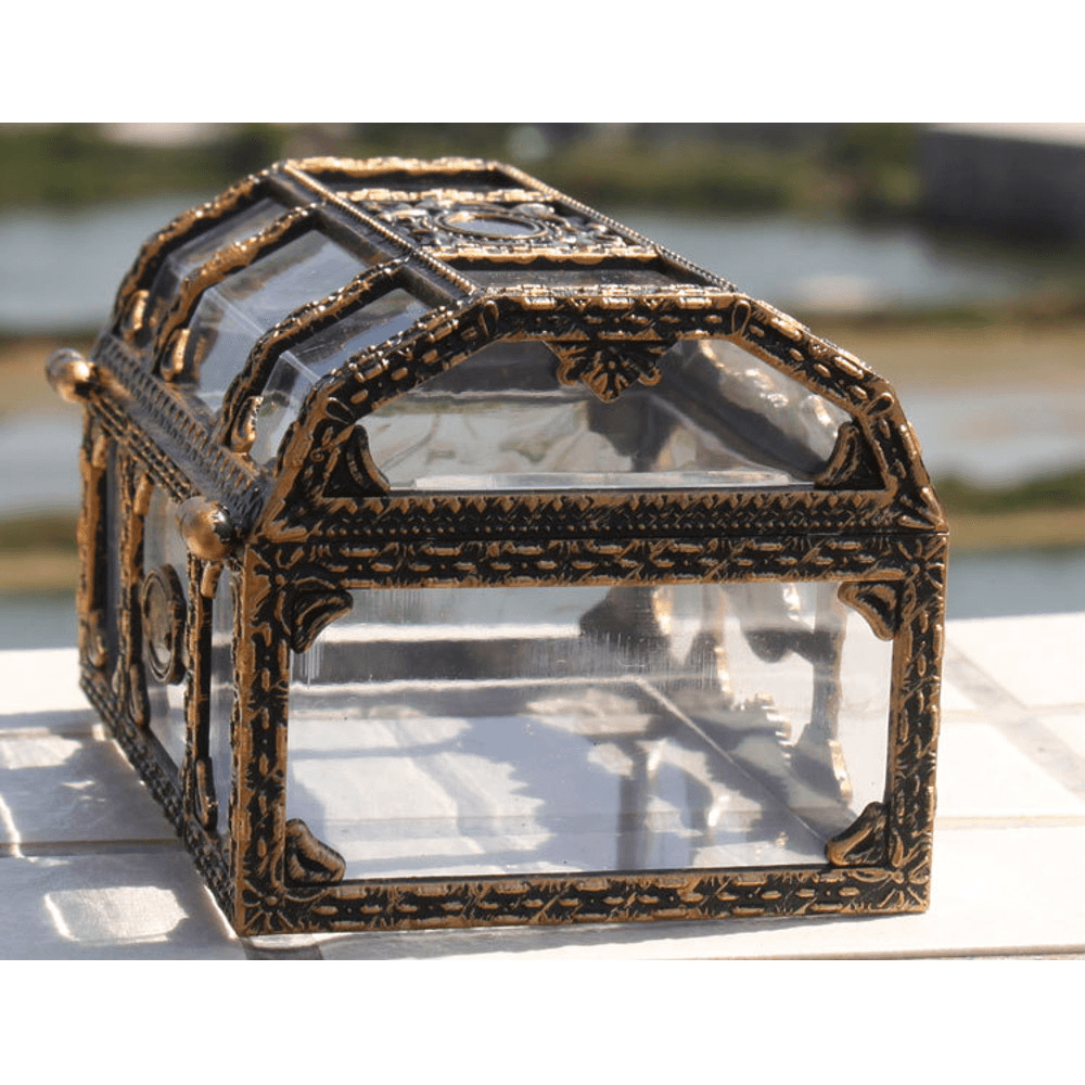 Pirate Transparent Treasure Box Simulation Crystal Jewel Box Plastic Box Pirate Scene Decoration Props Transparent Storage Box