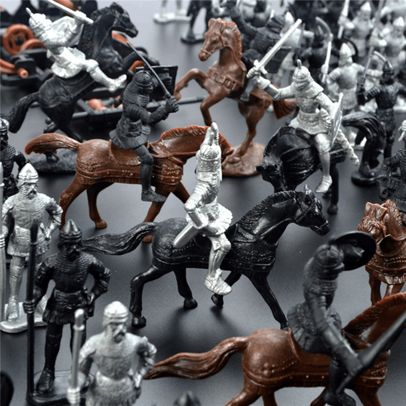 28PCS Soldier Knight Horse Figures & Accessories Diecast Model for Kids Christmas Gift Toys