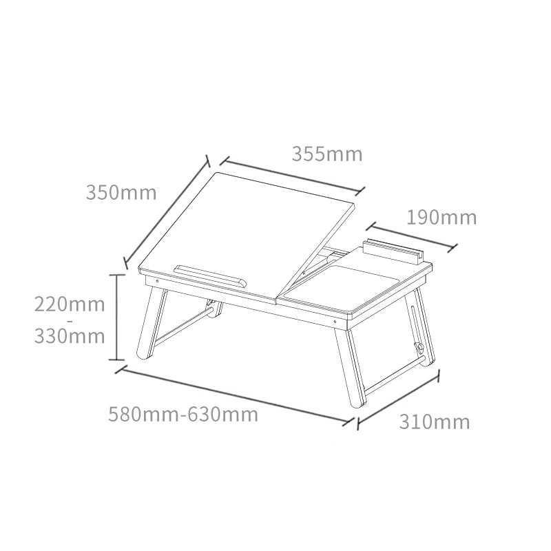 Chengshe Foldable Laptop Desk Bed Study Desk Adjustable Height From