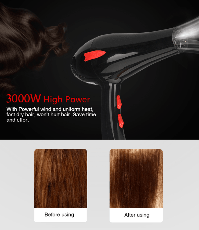 3000W Electric Hair Dryer Professional Powerful Blow Dryer Blower 3900 AC Motor 110V EU Plug