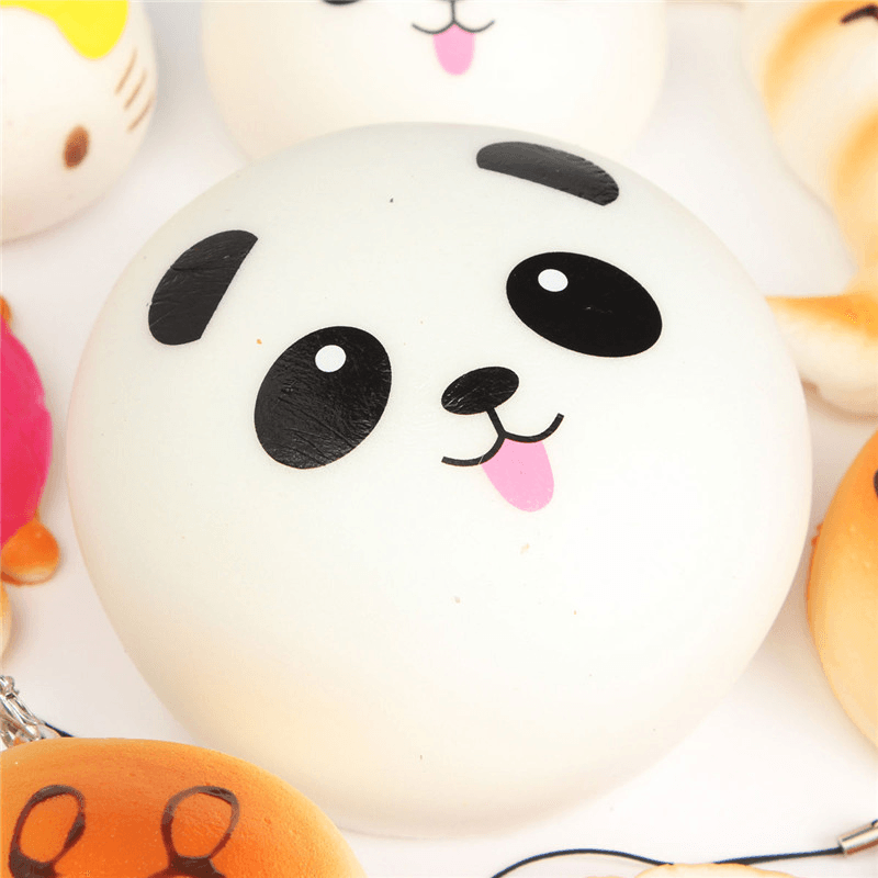 30 Stück zufällige Squishy Soft Panda/Brot/Kuchen/Brötchen Handygurte Dekor