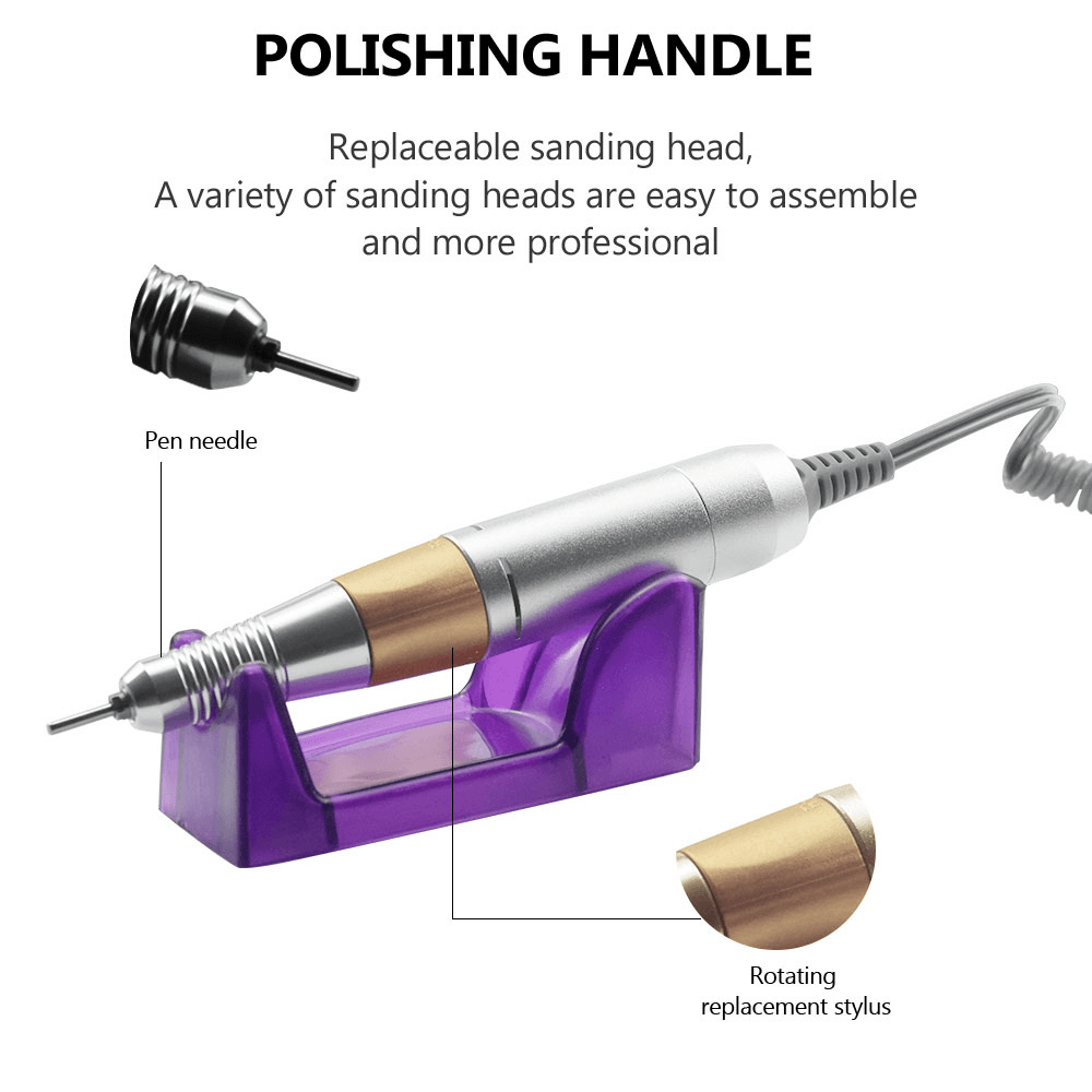 35,000 RPM Powerful Electric Manicure Drill Manicure Nail Art Set File Bits Heads Pedicure File Tips Polishing Shape Nail Drill Kit Tool