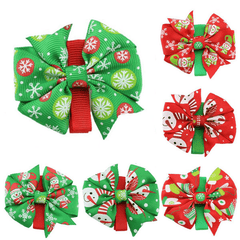 Lovely Girls Baby Horquillas de Navidad Bowknot Pinzas para el cabello Accesorios de Navidad 6 Patrones diferentes