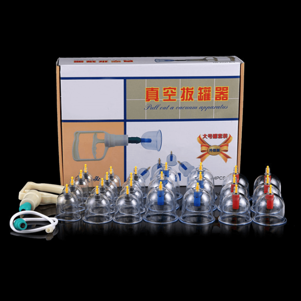 24 Cups Vacuum Cupping Set Massage Acupuncture Kit Suction Massager Pain Relief