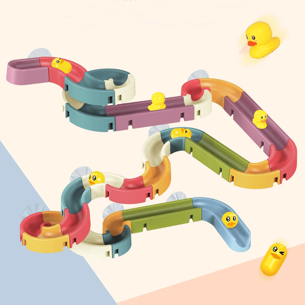 Rich Color Baby Bathroom Duck Play Water Track Slideway Game DIY Assembly Puzzle Early Education Set Toy for Kids Gift